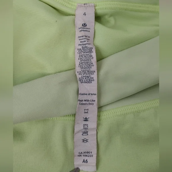 Lululemon Lime Green High-Rise Training Workout Running Athletic Shorts Sz 4 - Picture 13 of 16
